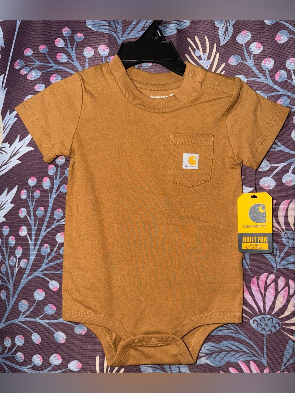 Carhartt Toddler Short-Sleeve Bodysuit in Brown/Tan